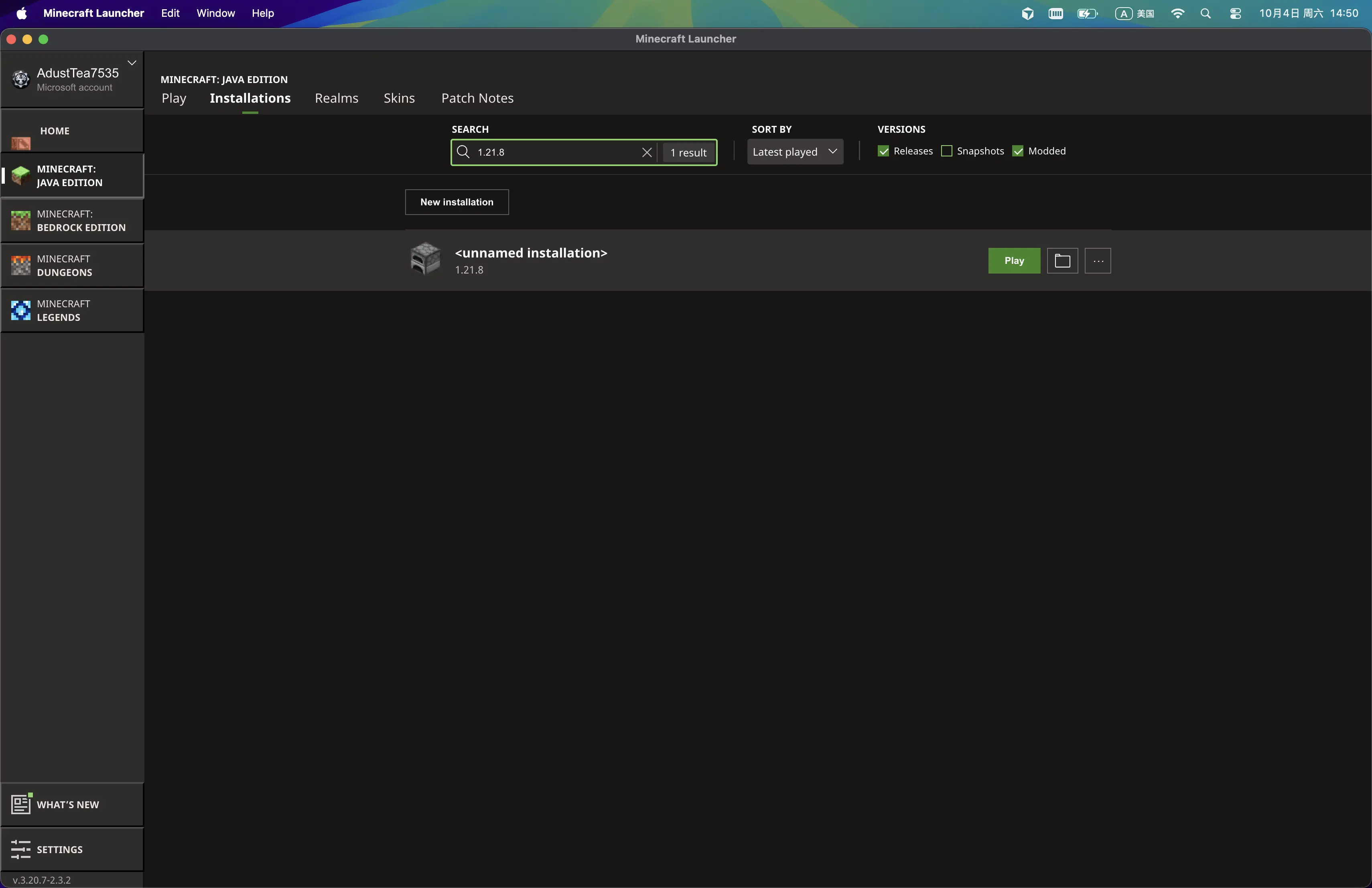 Login to Minecraft Launcher and Check Version