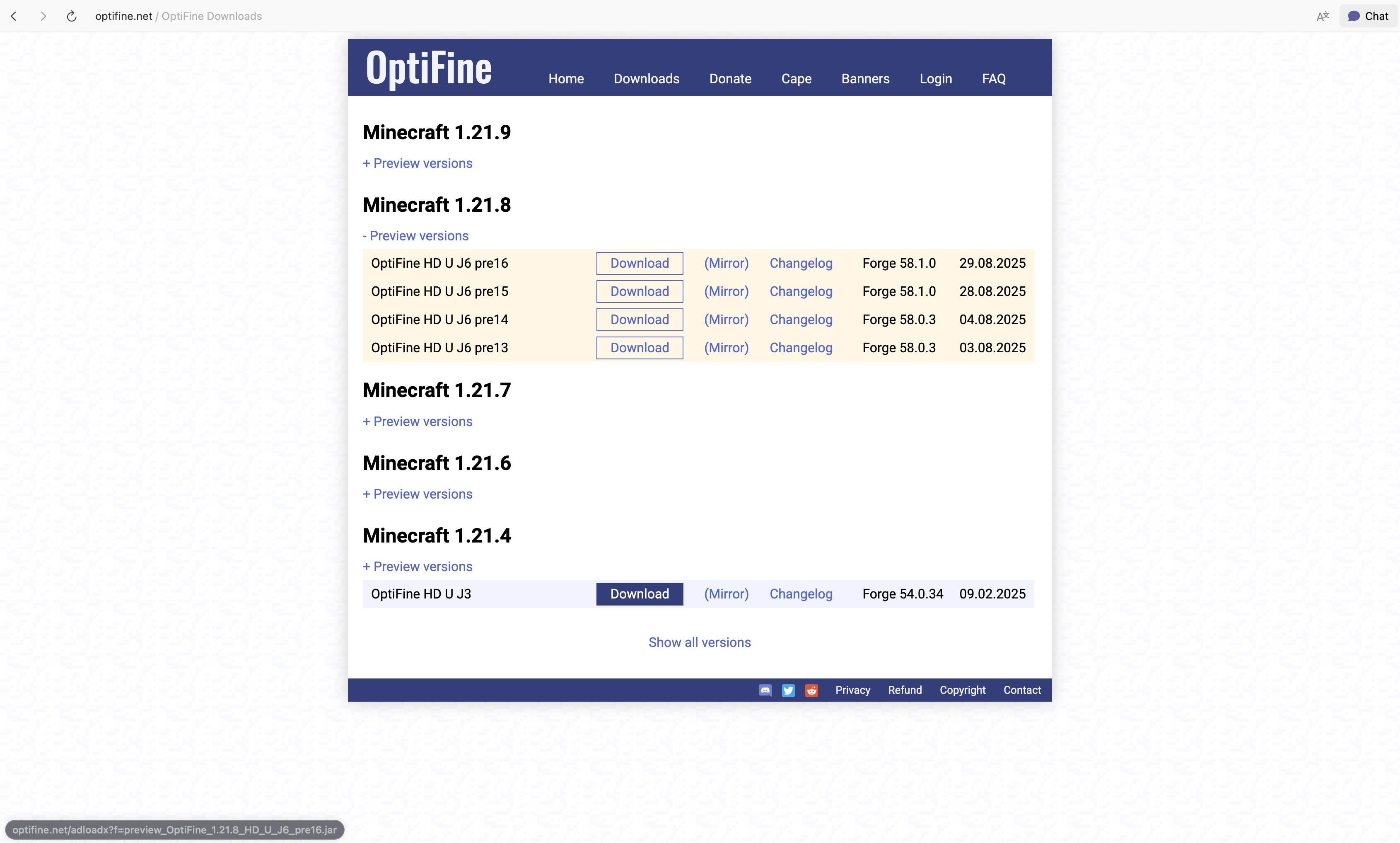 Download OptiFine
